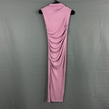 Enza Costa Dress Small Silk Knit Sleeveless Twist Midi Mock Maxi Bodycon Pink