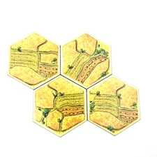 2012 The Settlers of CATAN 3061 Replacement Pieces 4 x WHEAT Grain Hex Tiles