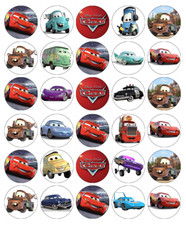 30x Disney Cars Lightning Mcqueen Cupcake Toppers Comestible Oblea Hada Pastel Topper