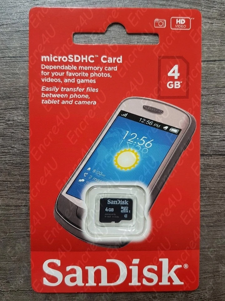 Carte Mémoire SANDISK 4 Gb Go Micro SDHC - Existe aussi : 8 16 32 64 ou 128 Giga - Photo 1/1