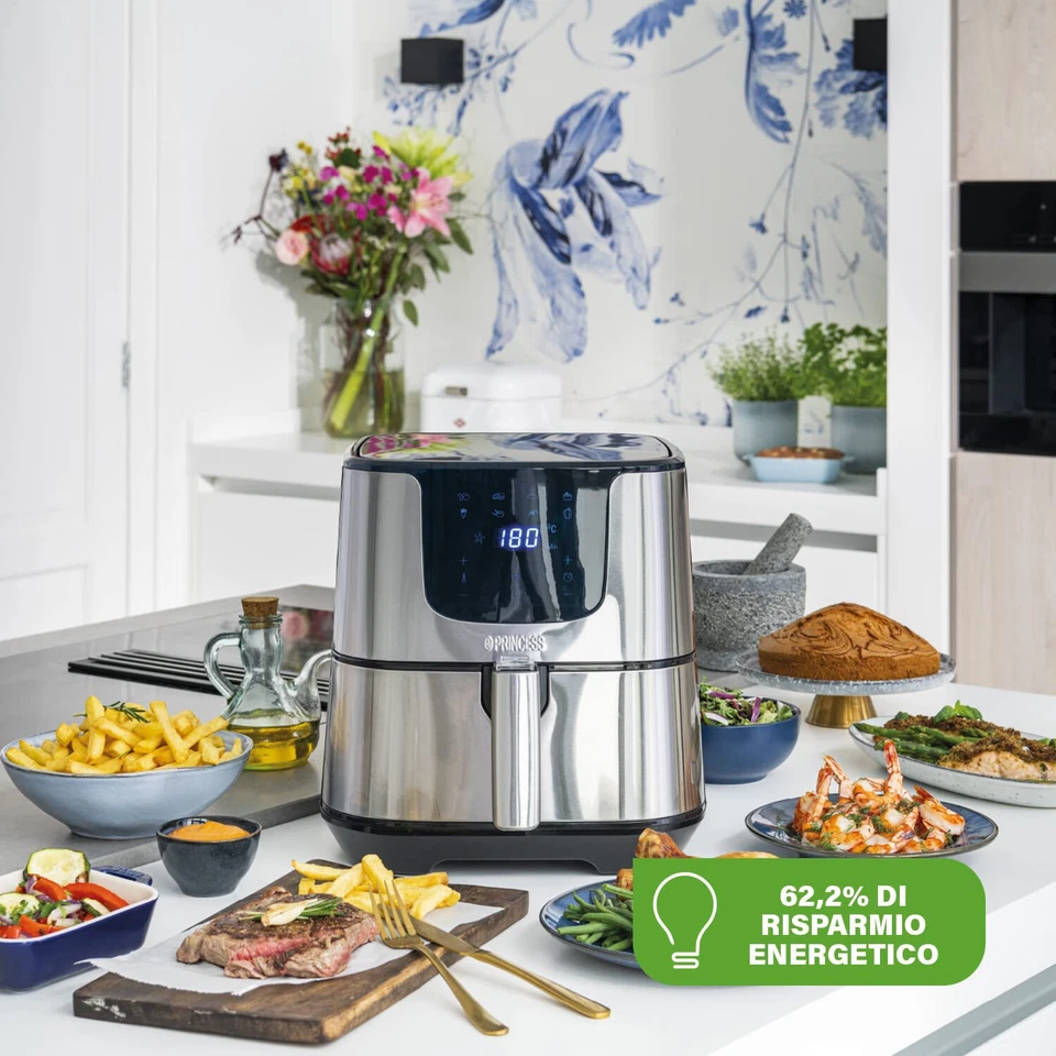 PRINCESS Friggitrice ad Aria 5.5 Litri 1700 Watt colore Argento - 182060 - Immagine 2 di 4