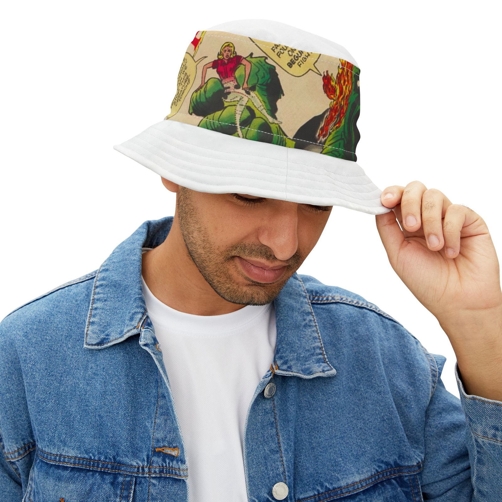 Unisex Superhero Comics Bucket Hat All Over Print Design #7-image