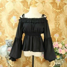 Chemisier Femme Lolita Volants Dentelle Rétro Peplum Chiffon Kawaii