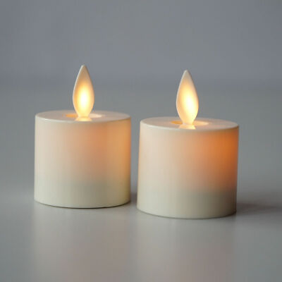 Luminara Battery Operated Led Tea Light Candle Moving Wick Remote Timer Set of 2