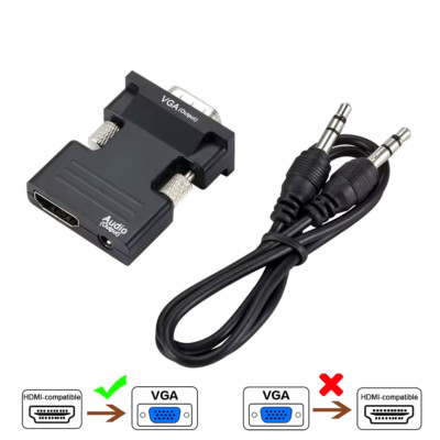VGA zu HDMI Adapter 1080P 60Hz Audio VGA auf HDMI PC, Laptop, Computer, Monitor
