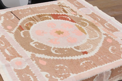 Suzani Fabric Suzani Throw Home Gift 3.74' x 4.36' Vintage Fast Shipment 16488 - Picture 8 of 24