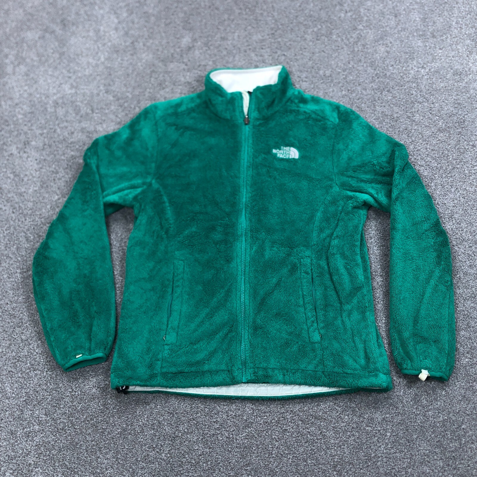 North Face Jacket Women Medium Green Fleece Full Zip Sweater Layer Soft