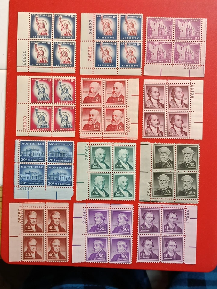 1954/1968 U S. STAMPS SCOTT #1030/1052 (1/2¢-$1) PLATE BLOCKS MNHOG - Image 4 of 4
