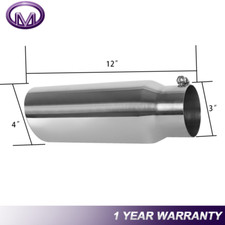 Silver Diesel Exhaust Tip 3 Inlet 4 Outlet 12inch Long Stainless Steel Bolt On Silver Diesel Exhaust Tip 3 Inlet 4 Outlet 12inch Long Stainless Steel Bolt On