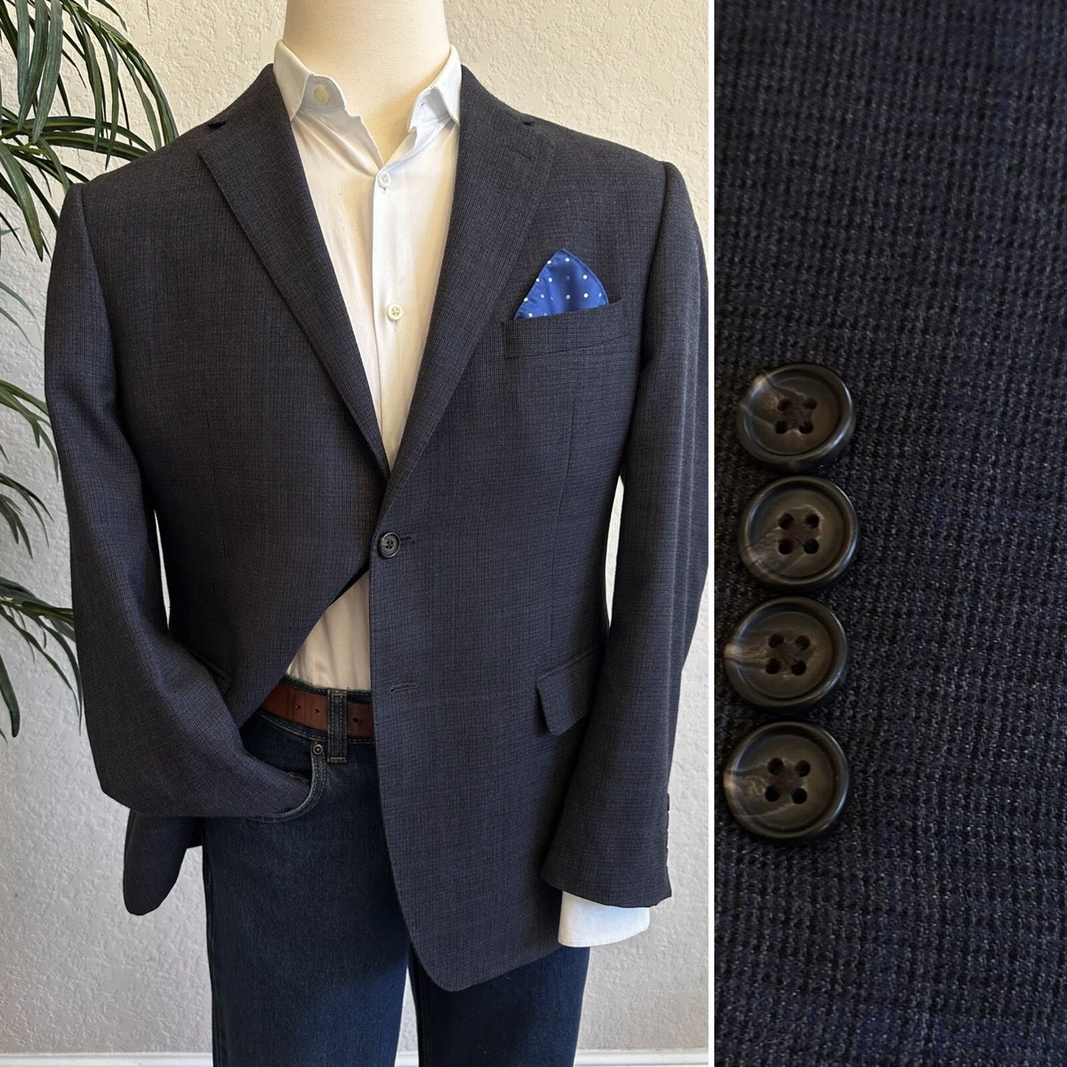ジャケット・アウター RALPH LAUREN BLACK Tailored Jacket 42S RALPH LAUREN BLAZER SIZE 42 SLIM BLACK LABEL SPORT COAT BLUE GRAY