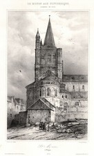 Köln Groß St. Martin Original Lithografie Bichebois 1835
