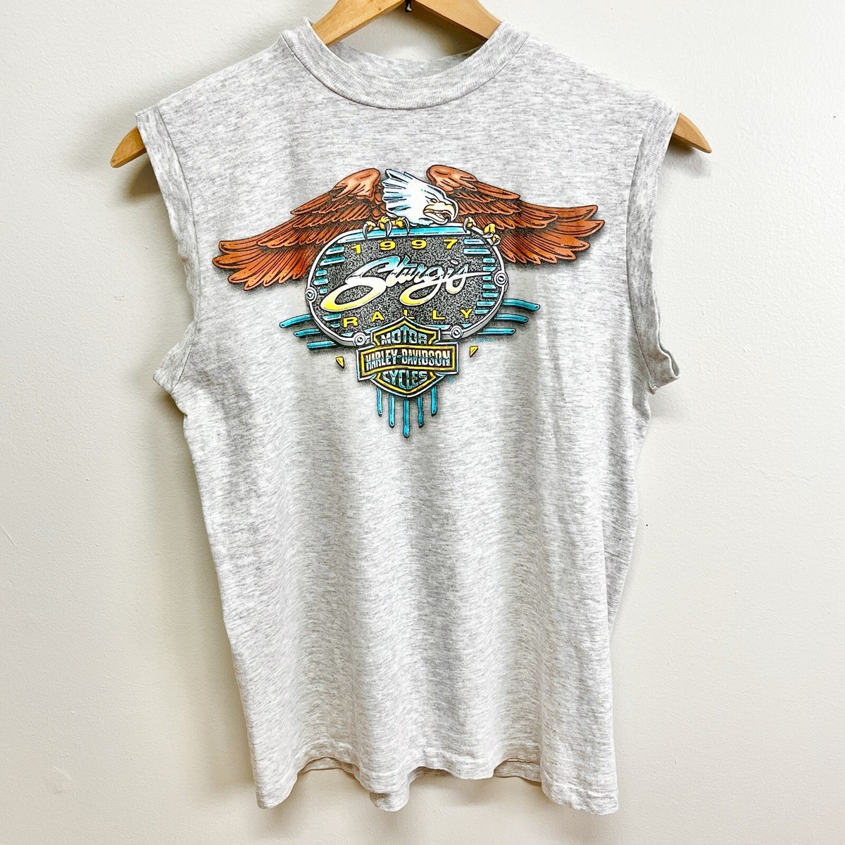 Vtg Single-Stitch 1997 Harley-Davidson Sturgis Rally Sleeveless T 