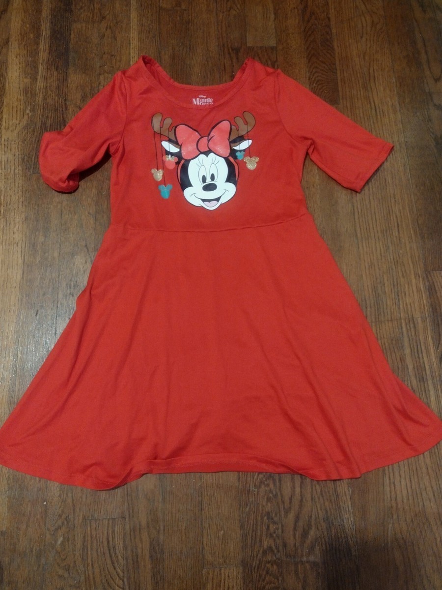 Disney Girls Size Large 10-12 Minnie Mouse Christmas Dress