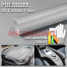 3D Carbon Fiber Silver Matte Textured Car Vinyl Wrap Sticker Decal Film Sheet