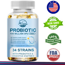 Probiotics Digestive Enzymes 120 Capsules 100 Billion CFU Potency Immune Health