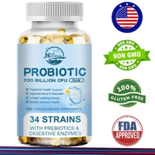 Probiotics Digestive Enzymes 120 Capsules 100 Billion CFU Potency Immune Health