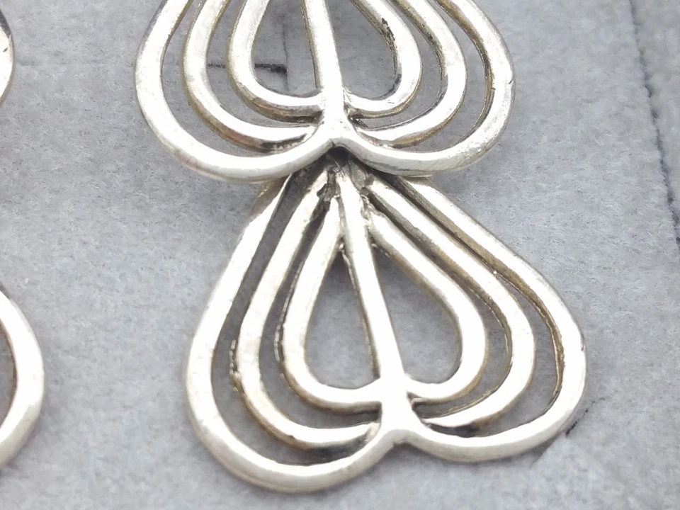 Nuevos Pendientes Federico Buccellati Plata de Ley Triple Corazón Eslabón de Cadena Gota Foto 2 de 4