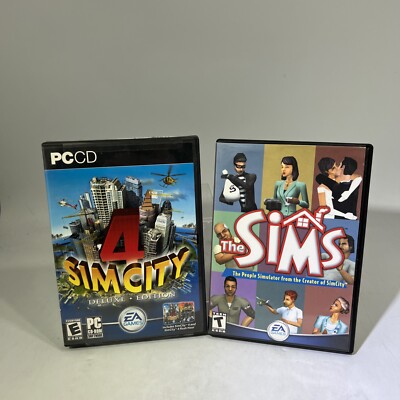 Sim City 4 Deluxe Edition & The Sims PC/CDRom (EA Games) Complete #ML