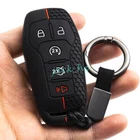 Silicone 5 Button Smart Key Case Fob Chain Cover For Ford Explorer Mustang F150