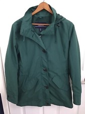 Lands' End Women's Green Lined Zip Button L/S Hooded Pockets Jacket XS 2-4