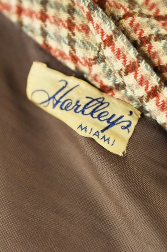 Vintage 30s 40s Hartleys Wool Tan + Red Houndstooth Shawl Collar Blanket Robe L - Picture 9 of 9