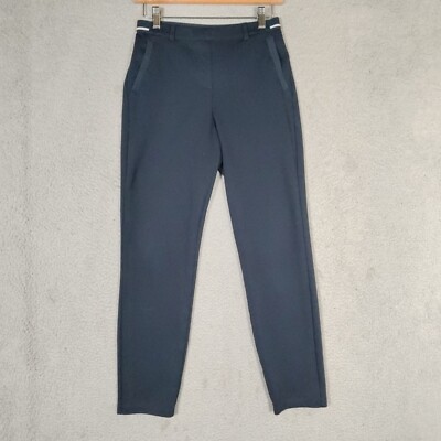 Tom Tailor Pants Women 34 Navy Stretch Elastic Waist Tapered Leg Trouser Classic