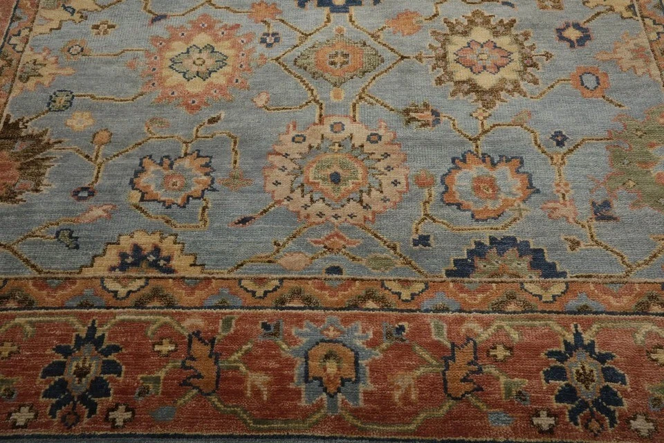 LoomBloom Multi Size Turkish Oushak Hand Knotted Wool Traditional Area Rug Blue - Image 4 of 4
