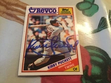 1988 Topps Revco Kirby Puckett Autographed Baseball Card Twins HOF (dec) #21
