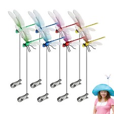 8Pcs Fake Dragonfly Rod Clip Insect Repellent 3D Artificial Dragonfly  