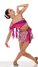 2 Pc. Pink Purple Art Stone Lyrical Dance Competition Costume Adult Medium NEW 