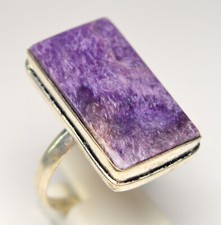 925 STERLING SILVER RING RARE PURPLE RUSSIAN CHAROITE STONE