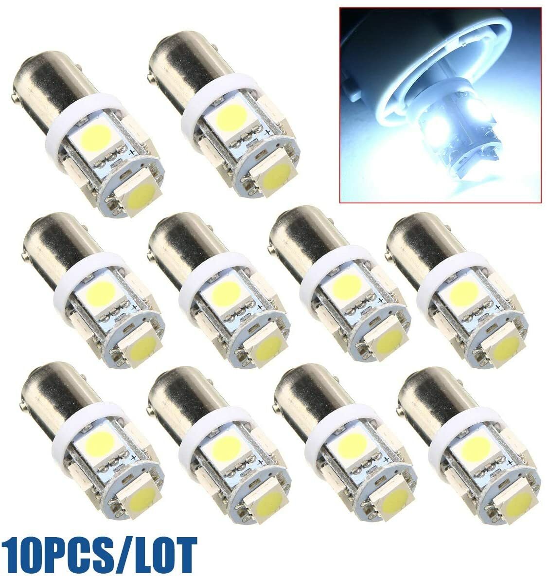 Lampadine LED BA9S 5SMD 5050 Per Auto - Kit 10 Pezzi Bianco T11 T4W - Foto 2