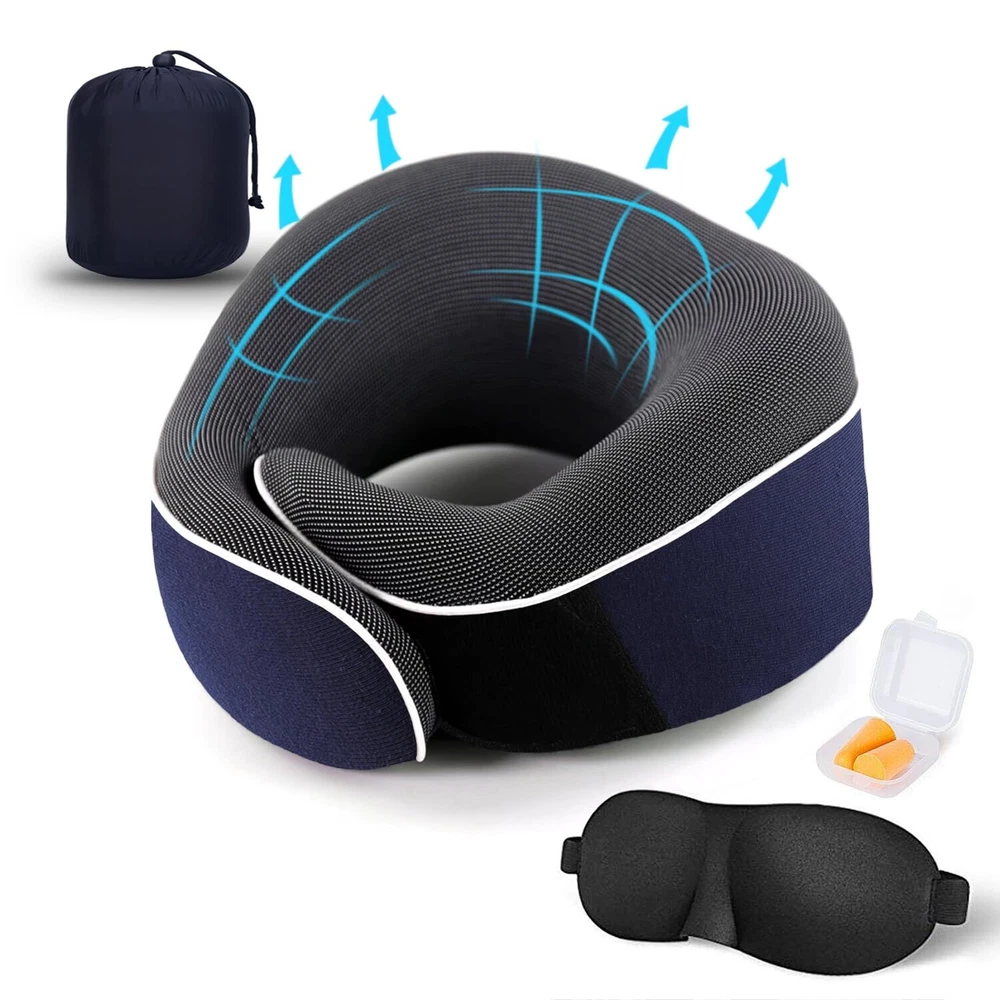 Memory Foam Travel Neck Pillow for Head Support and Comfortable Sleep Memory Foam Travel Neck Pillow for Head Support and Comfortable Sleep