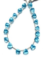 Blue Topaz Color Hydro Quartz Faceted 8MM Size Trillion Shape Briolette Beads 9"