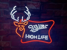 US STOCK Miller Lite Beer Miller High Life Deer 17"x14" Neon Sign Lamp Light Bar