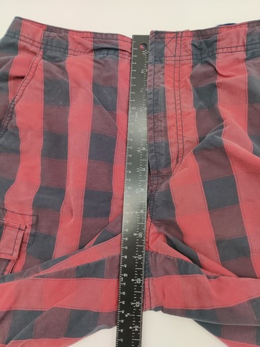 LL Bean Shorts Mens Size 32W Short Plaid Swim Trunks VTG 90s Red Black - Picture 9 of 11