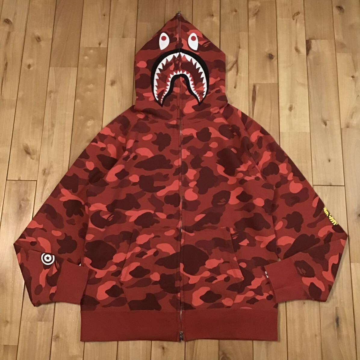 BAPE Shark full zip hoodie Red camo a bathing ape PONR Size XL | eBay
