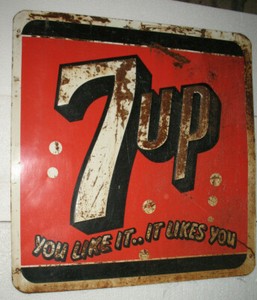 Vintage 7up Sign by Stout Co. No.22 1955