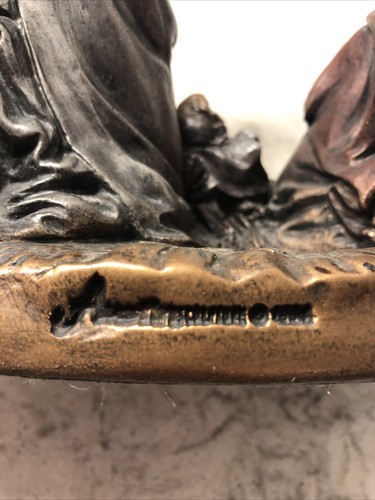 Vintage 8” AUSTIN Sculpture Nativity Holy Family Christmas Christian Bronze - Picture 7 of 8