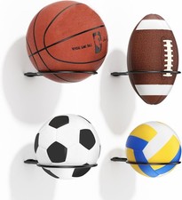 Ball Holder Wall Mount Set  Sports Racks for Basketball, 4 pack, Black
