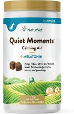 NaturVet Quiet Moments Calming Aid Dog Supplement Reduces Stress 240 Soft Chews