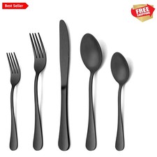 Elegant 40-Piece Matte Black Silverware Set for 8 - Dishwasher Safe  Stylish