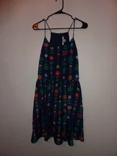 Disney Parks Blue Fit & Flare Dress It's a Small World Goodbye Print Size L