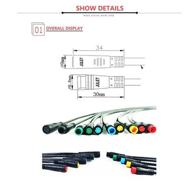 Higo Wasserdichter Stecker 2 3 4 5 6-poliges Kabel 1m-E-Bike Elektro-Bafang