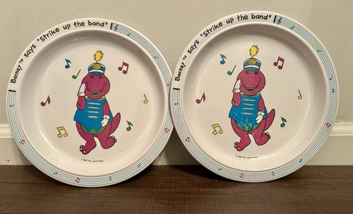 Vintage 1992 Barney The Purple Dinosaur Strike Up The Band 8.5” 2 Plastic Plates