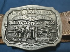VINTAGE LIMITED EDITION LEVIS TWO HORSE BRAND LEVIS STRAUSS CO. BELT/ BUCKLE