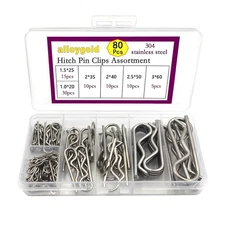 40 or 80 Stainless Steel Hitch Pin Clip R Retaining Pins Assortment Kit Trucks