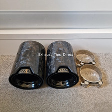 2 x BMW M135i/M140i/M235i/M240i Glanz Schwarz Geschmiedet Kohlefaser Auspuff Spitzen
