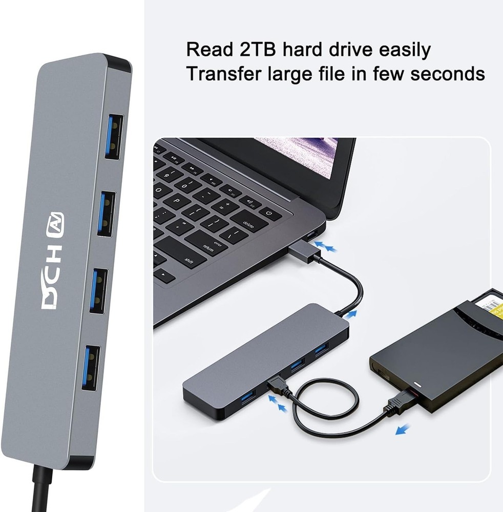 DCHAV USB Hub 4 Port, Multiport USB 3.0 Hub for Laptop PC, Multiple USB Split... DCHAV USB Hub 4 Port, Multiport USB 3.0 Hub for Laptop PC, Multiple USB Split...