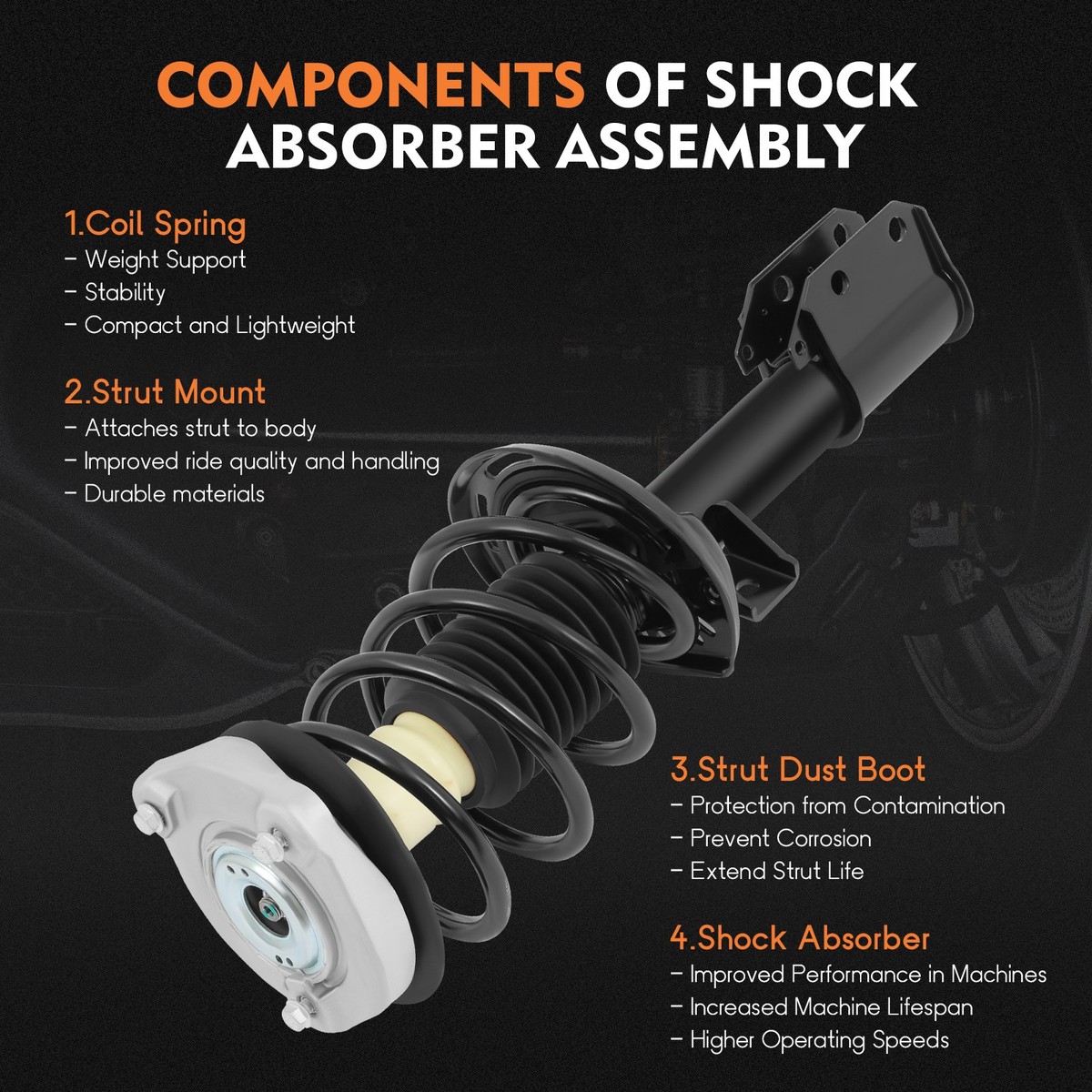For 2010-2015 Mercedes-Benz GLK350 Front Pair Complete Strut Shock